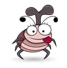 Tongue Out Funny Insect - handmade clip-art vector