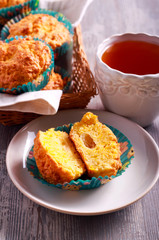 Pumpkin and apple muffins and cup of tea