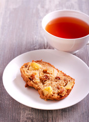 Apple and raisin whole meal cake, sliced