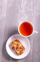 Apple and raisin whole meal cake, sliced