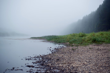 fog in the morning on the river