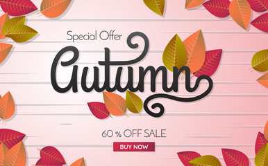 autumn sale template banner Vector background