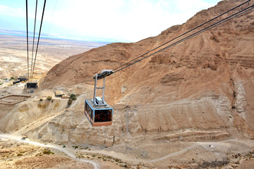 Gondola, cable car, Masada cable car to the Jewish excavations and the Masada Fortress, Israel