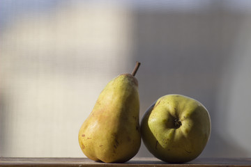 two green juicy pears