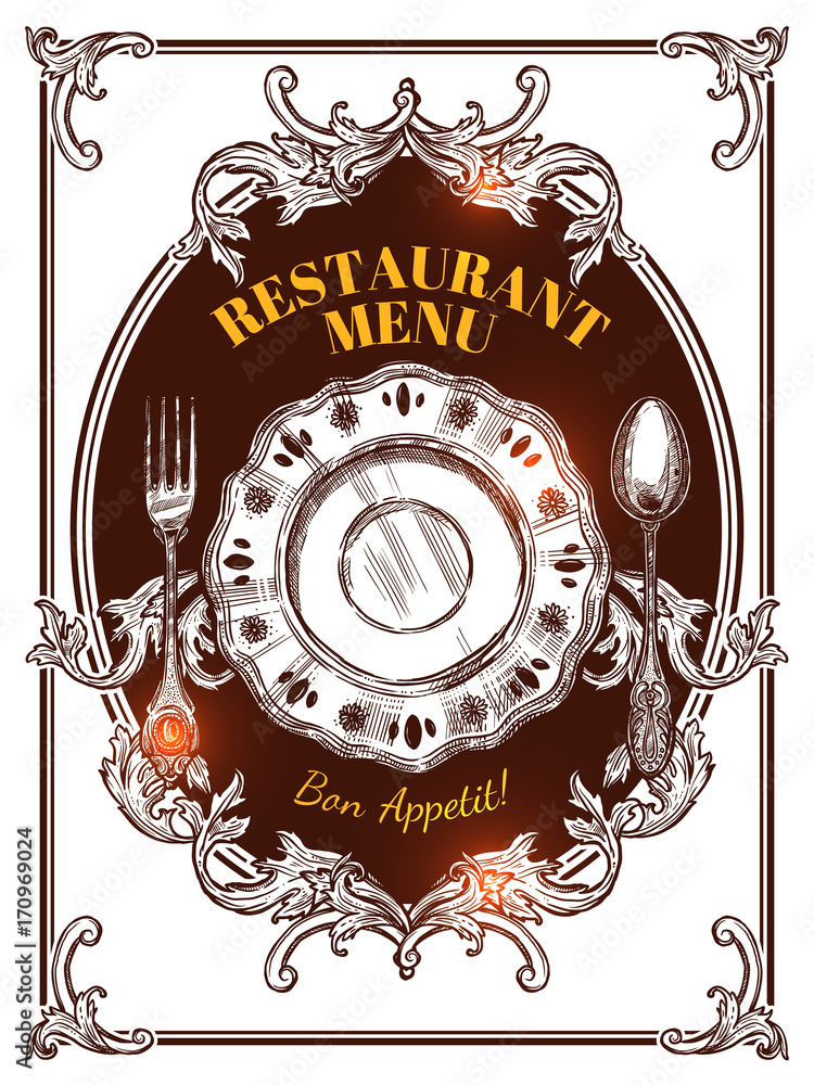 Canvas Prints Restaurant Menu Vintage Cover 