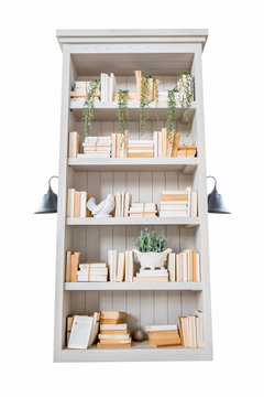 classic book shelf isolate on white background