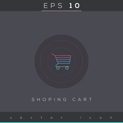 Shopping cart icon design on modern flat backgro