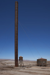 Derelict nitrate mining town of Chacabuco in the Atacama Desert of northern Chile