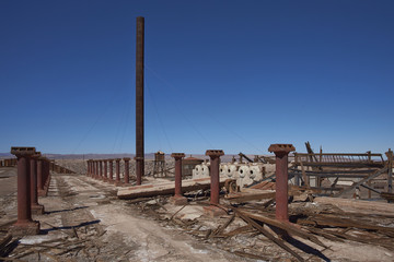 Fototapeta na wymiar Derelict nitrate mining town of Chacabuco in the Atacama Desert of northern Chile
