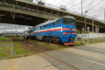 Obraz premium The train moves on rails.