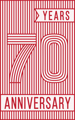 70 years anniversary logo. Vector and illustration. Line art anniversary design template.
