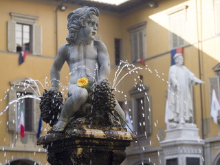 Italia,Toscana,Prato,piazza del Comune,fontana del Bacchino.