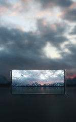 Winter landscape photograph on smartphone