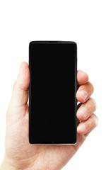 Hand holding smartphone