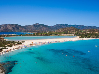 Transparent and turquoise sea in Porto Giunco, Sardinia, Italy