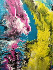 Abstract acrylic painting with cell