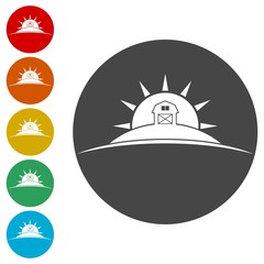 Barn & farm building icons set 