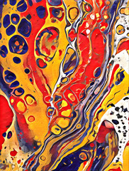 Abstract acrylic flat painting with cell