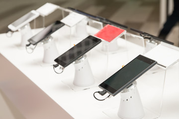 new mobile phones in showroom