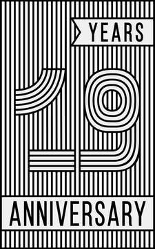 19 years anniversary logo. Vector and illustration. Line art anniversary design template.
