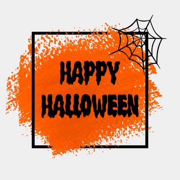 Happy Halloween sign text over brush paint abstract background vector illustration. Halloween poster, invitation or banner.