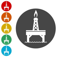 Oil pump icons set 