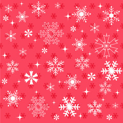 Winter snowflakes red background