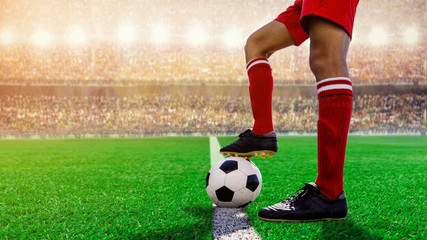 Naklejka premium mecz piłki nożnej na stadionie
