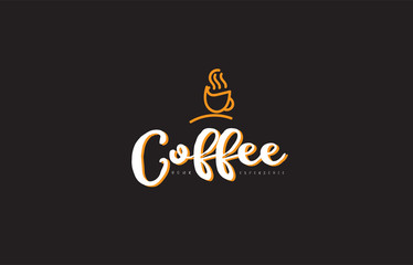 coffee word text logo with coffee cup symbol idea typography