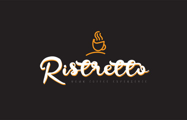 ristretto word text logo with coffee cup symbol idea typography