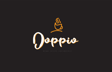 doppio word text logo with coffee cup symbol idea typography