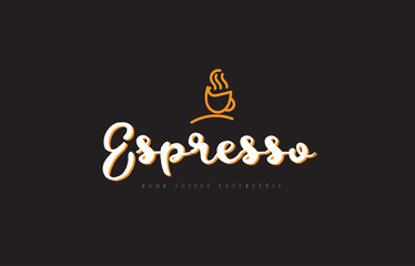 espresso word text logo with coffee cup symbol idea typography