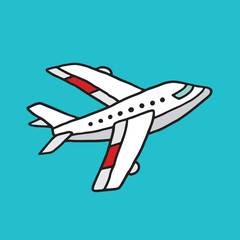 Cartoon Airplane On a Blue Background