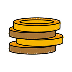 pile gold coins icon vector illustration graphic design