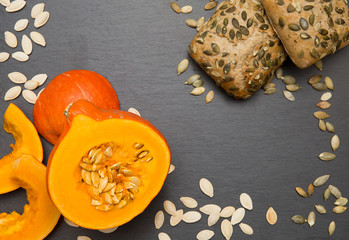 raw pumpkin with seeds
