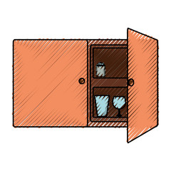 colorful cupboard doodle  over white background  vector illustration