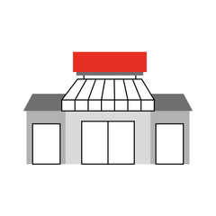 store grocery shop building exterior facade isolated on white background vector illustration