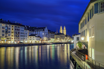 Night cityscape of Zurich
