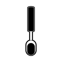 flat line monocromatic  ladle   over white  background vector illustration