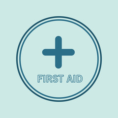 Obraz premium First Aid sign, vector illustration Informational label for public places. 