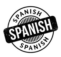 Spanish rubber stamp. Grunge design with dust scratches. Effects can be easily removed for a clean, crisp look. Color is easily changed.