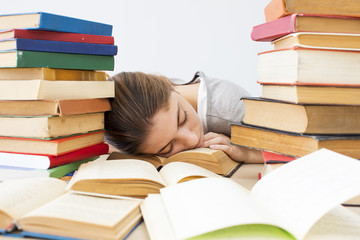 Student falls asleep while studying