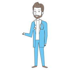 male doctor with stethoscope avatar character vector illustration design
