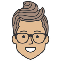 young man head avatar character vector illustration design