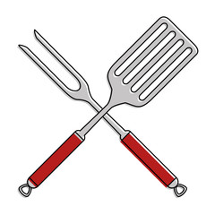 fork and spatula kitchen cutlery icon vector illustration design