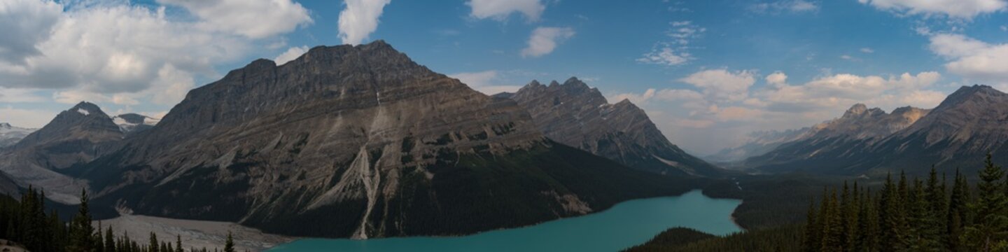 Panoramic view of  Peyto Lake and Caldron Peak - Banff National Park, Alberta, Canada