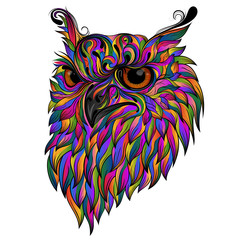Original vector owl with colored feathers