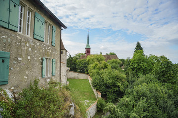 Fototapeta na wymiar Red church of Laufen Castle