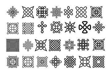Set of Celtic Elements - Vector Ancient Pagan Scandinavian Sacred Knotwork Symbols