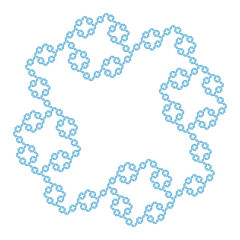 Flat Vector Computer Generated  Koch  L-system Branching Fractal - Generative Art 